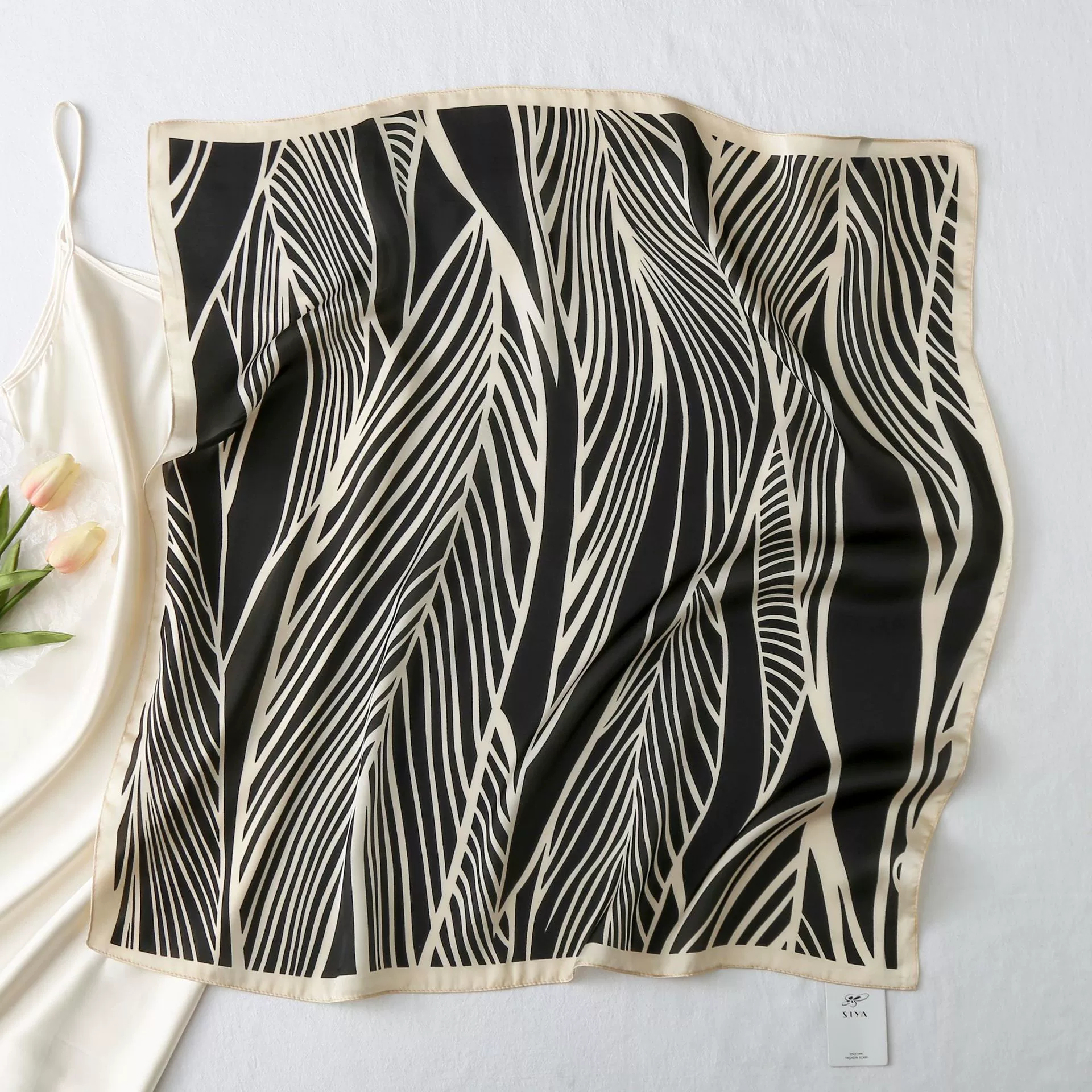 70cm Stripe Print Small Square Scarf view 8