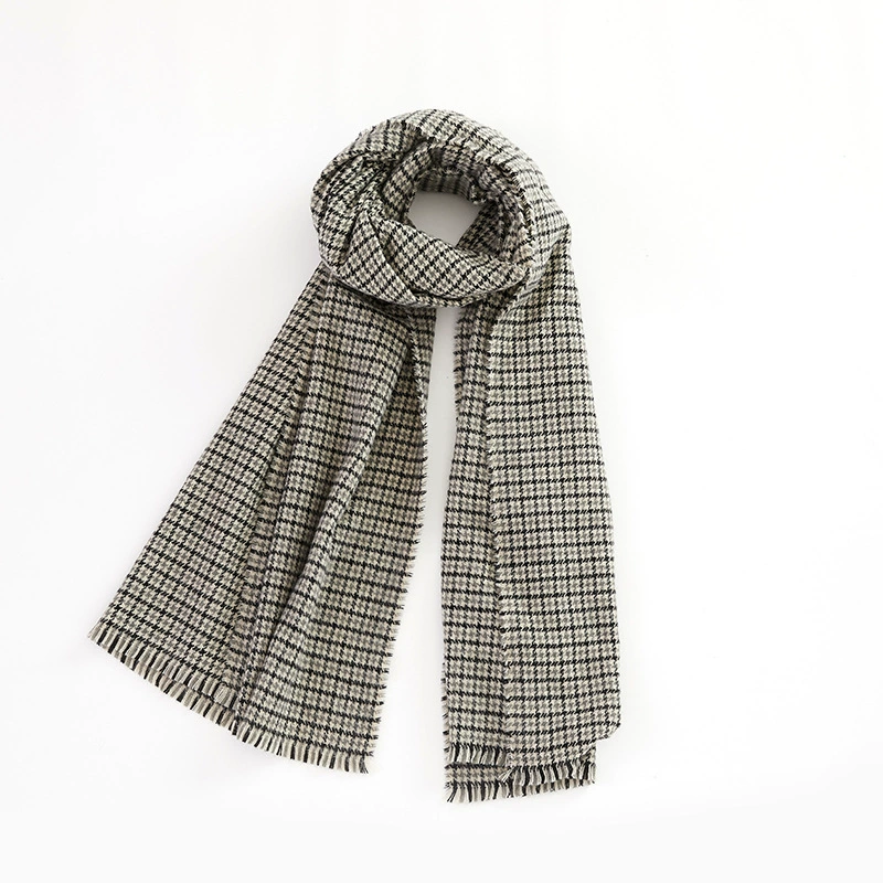 Acrylic Check Scarf with Fringe view 6