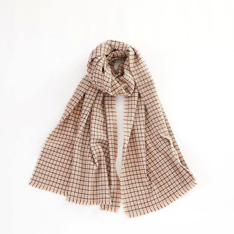 Acrylic Check Scarf with Fringe view 7
