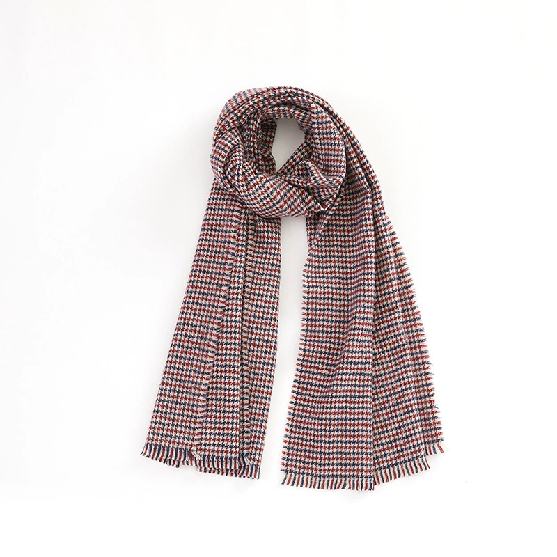 Acrylic Check Scarf with Fringe view 8
