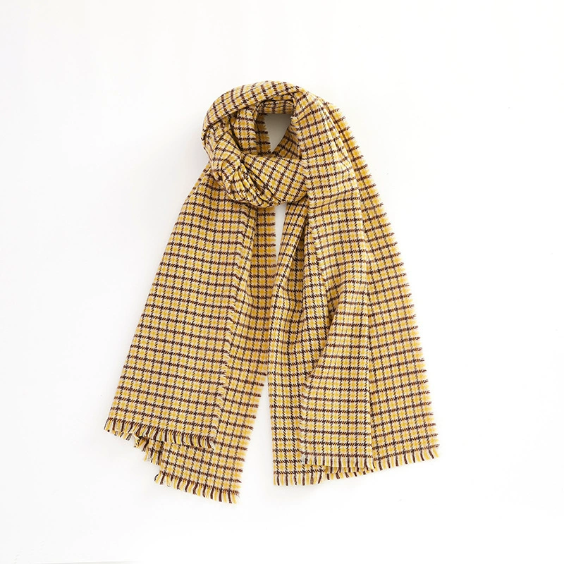 Acrylic Check Scarf with Fringe view 9