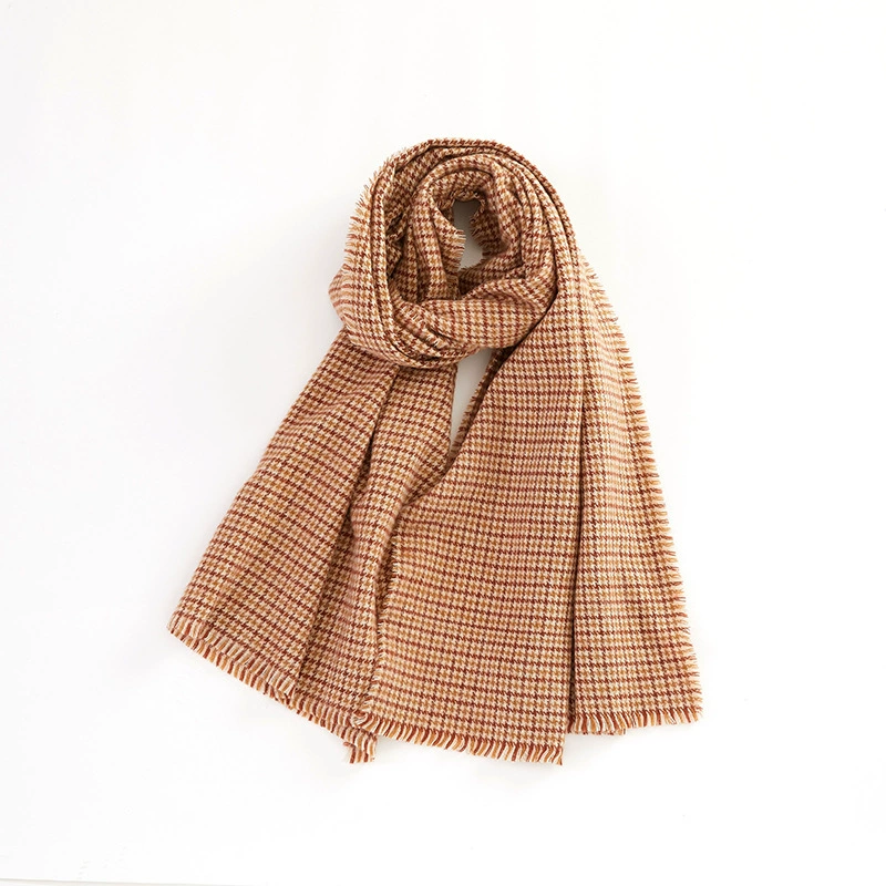 Acrylic Check Scarf with Fringe view 10