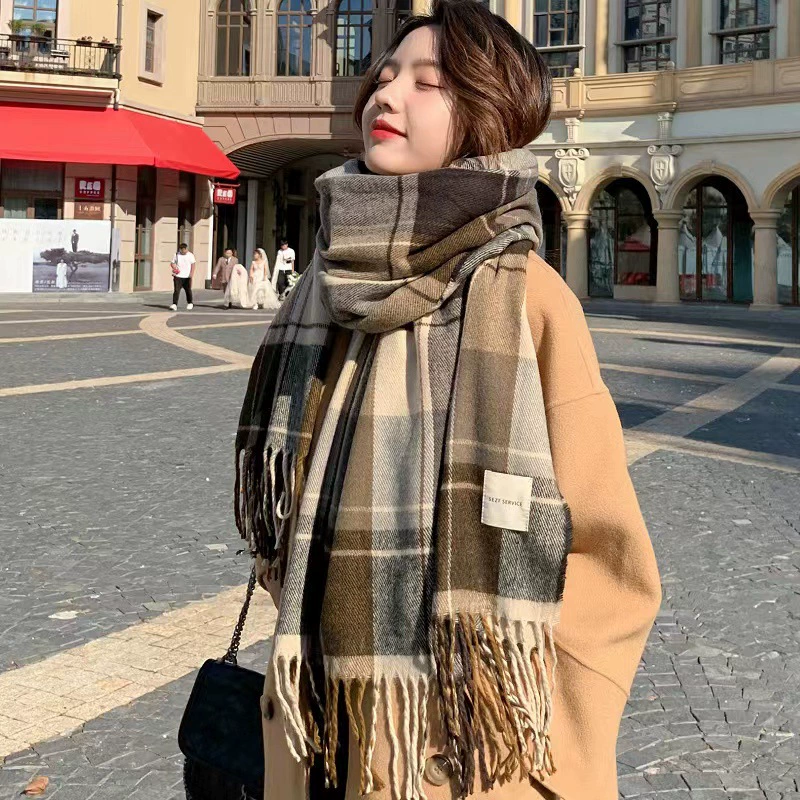 Plaid Knit Scarf for Men and Women