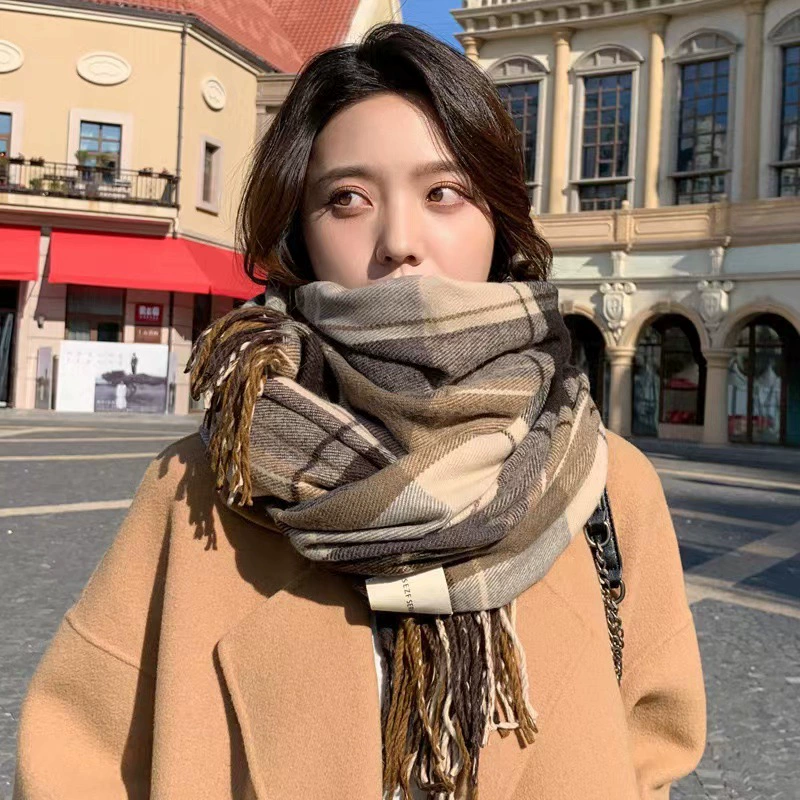 Plaid Knit Scarf for Men and Women view 2