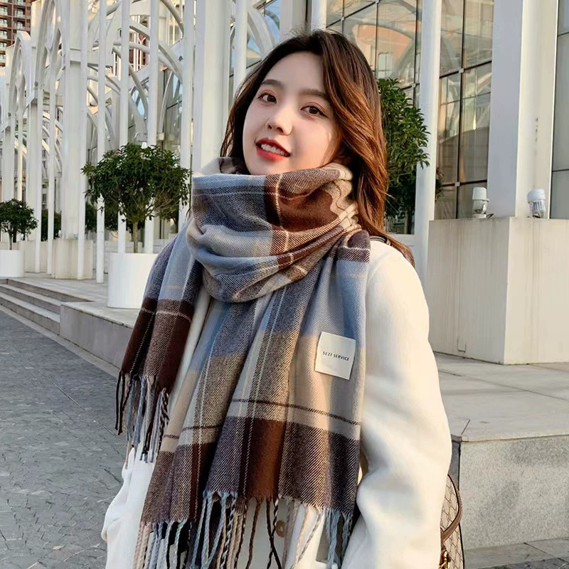 Plaid Knit Scarf for Men and Women view 3