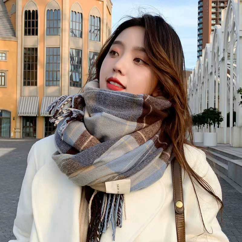 Plaid Knit Scarf for Men and Women view 4