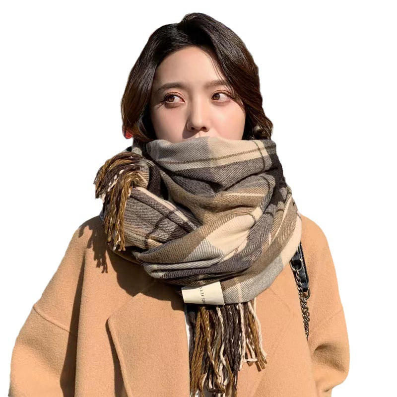Plaid Knit Scarf for Men and Women view 5
