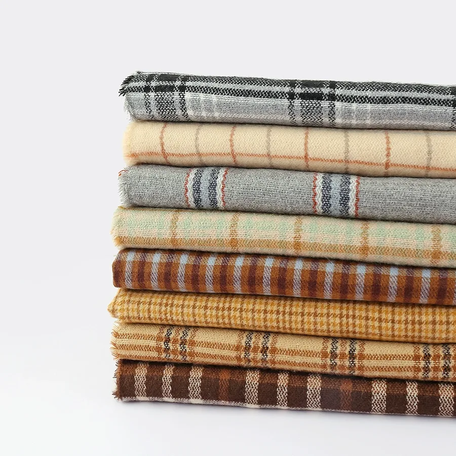 Acrylic Plaid Scarf with Fringe