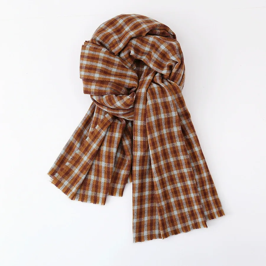 Acrylic Plaid Scarf with Fringe view 4