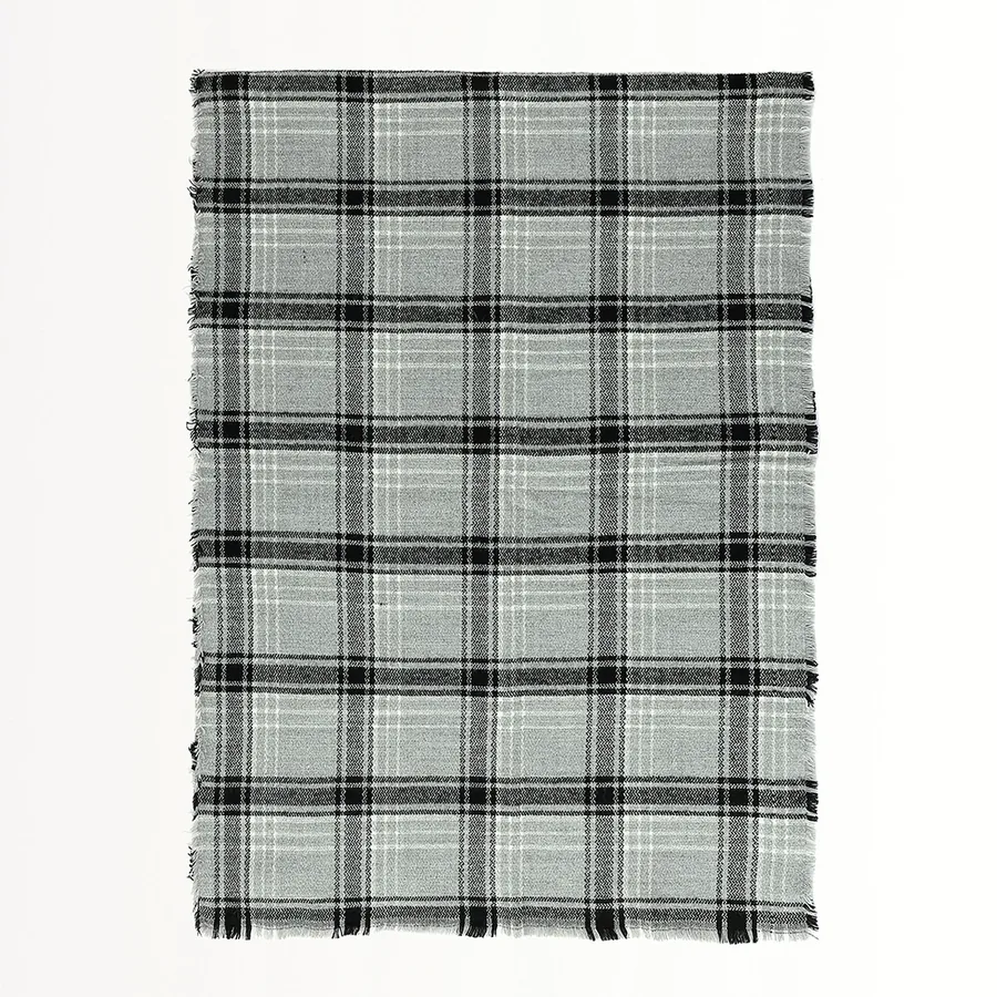 Acrylic Plaid Scarf with Fringe view 5