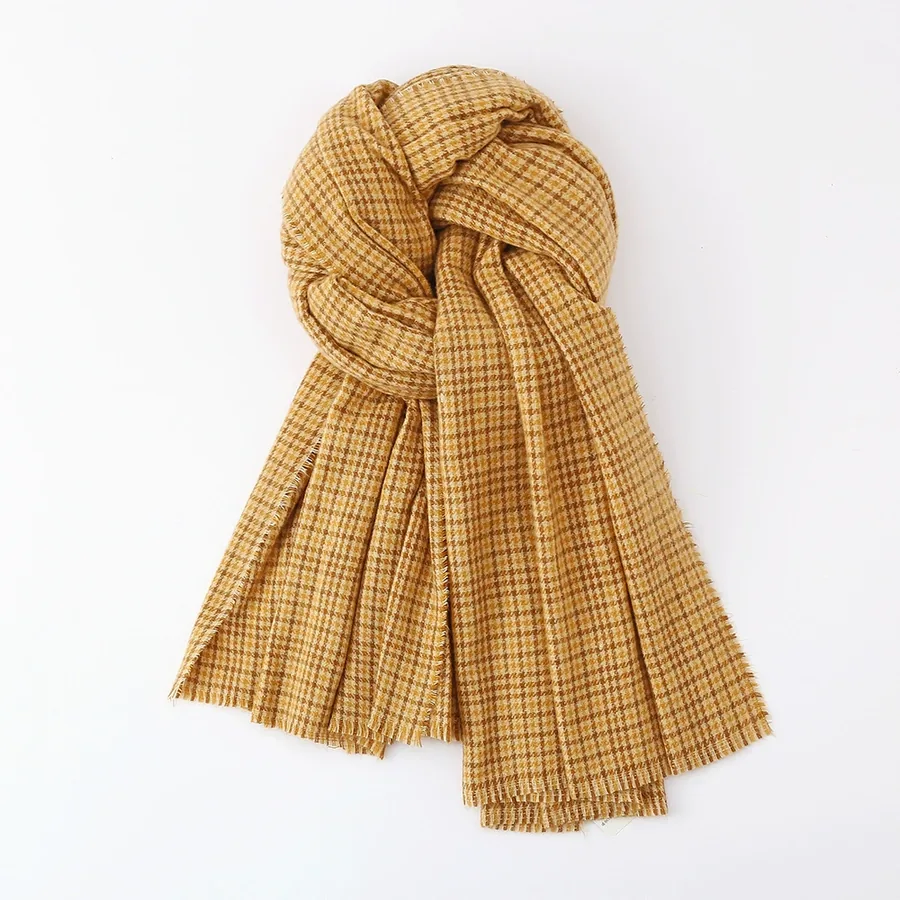 Acrylic Plaid Scarf with Fringe view 10