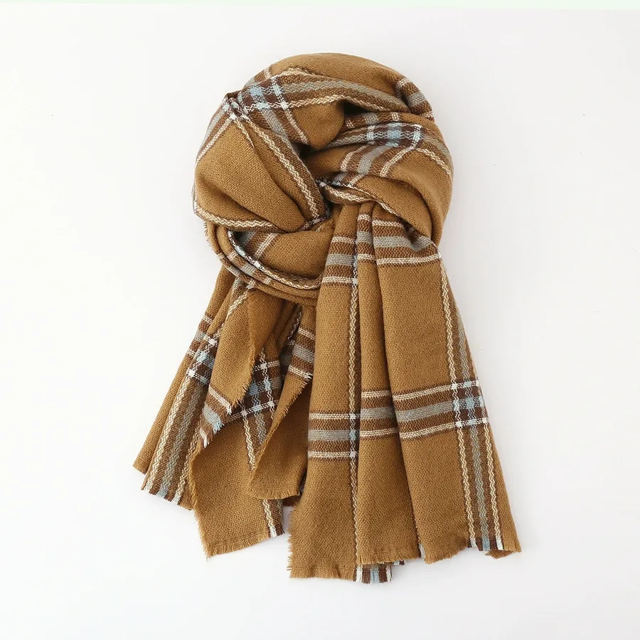 Acrylic Plaid Scarf with Fringe view 11