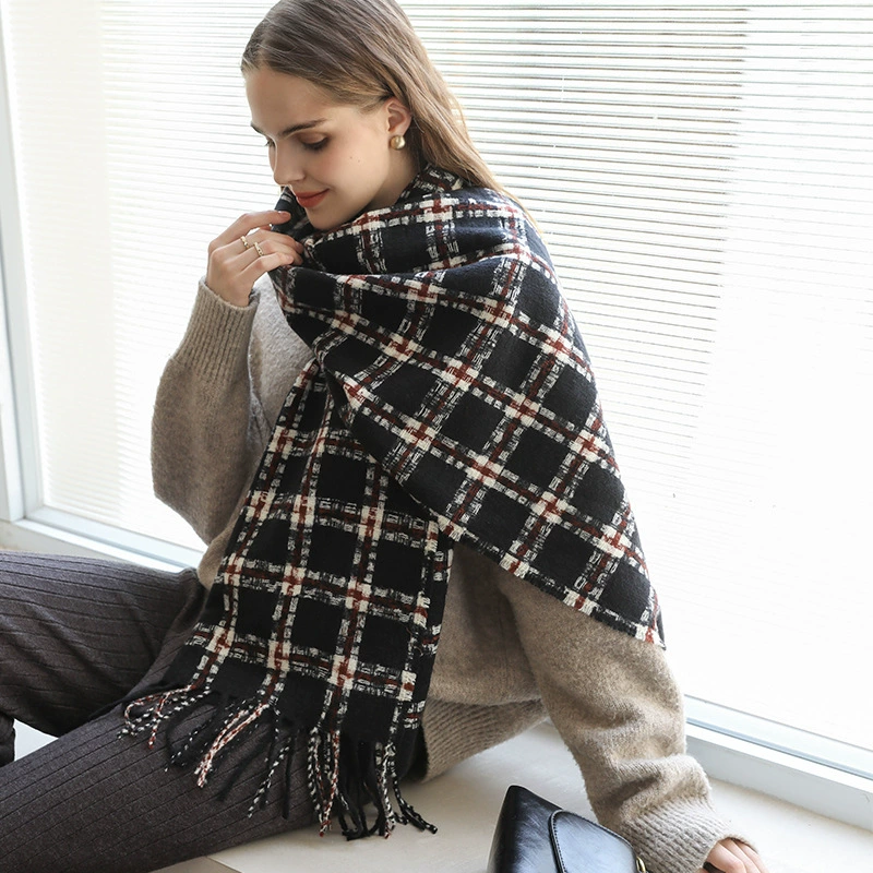 Fleece Plaid Fringe Scarf view 3
