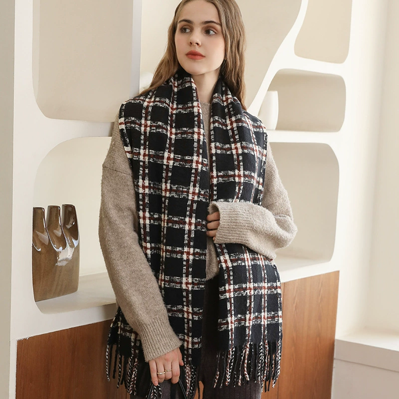 Fleece Plaid Fringe Scarf view 4