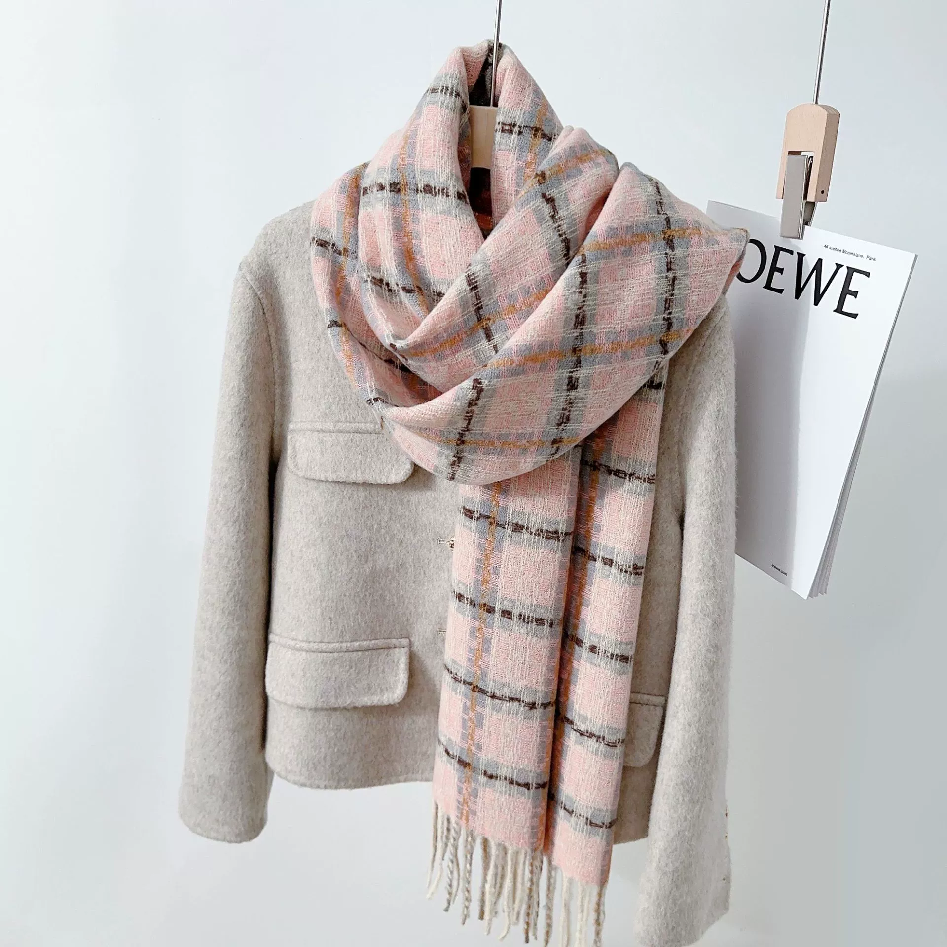 Fleece Plaid Fringe Scarf view 9