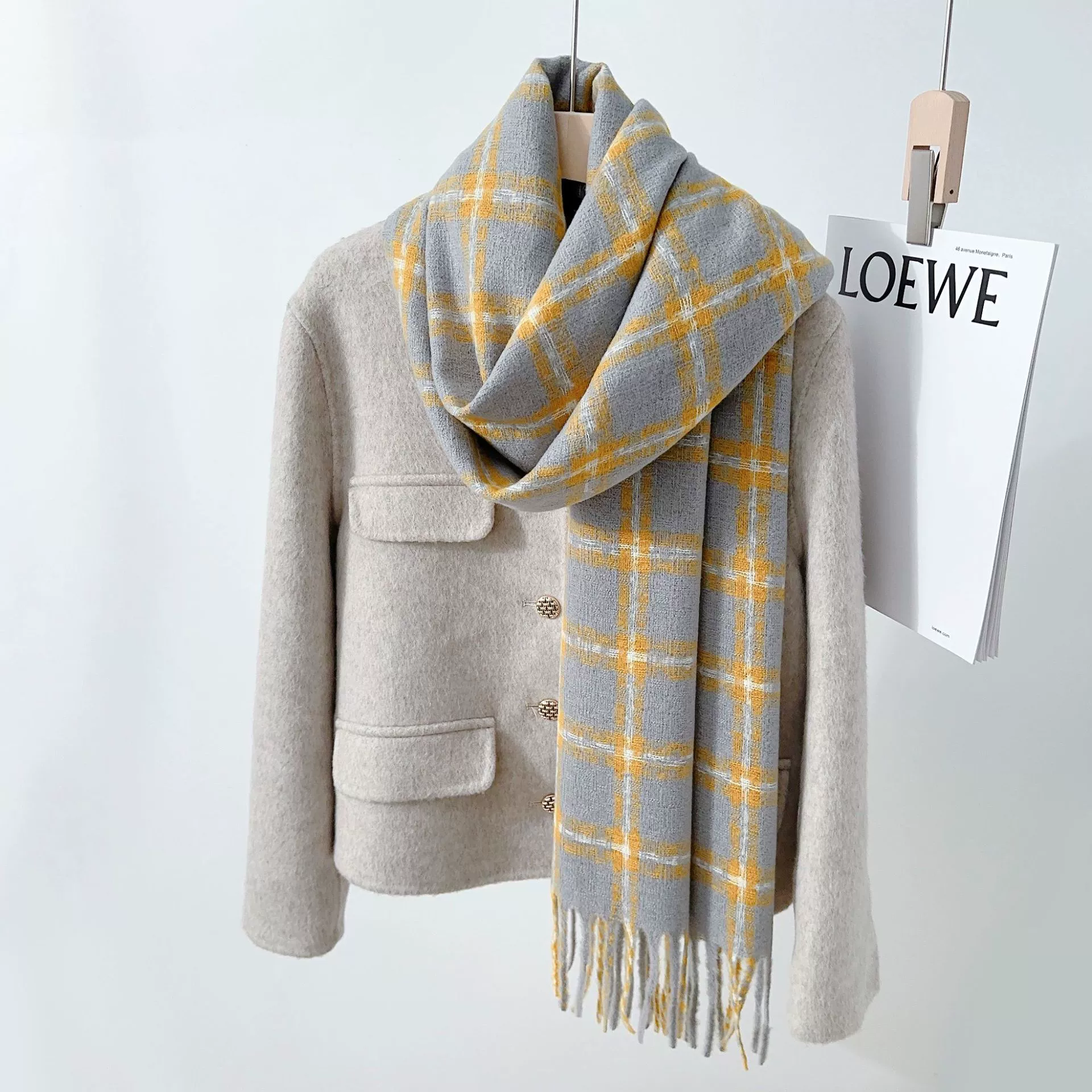 Fleece Plaid Fringe Scarf view 10