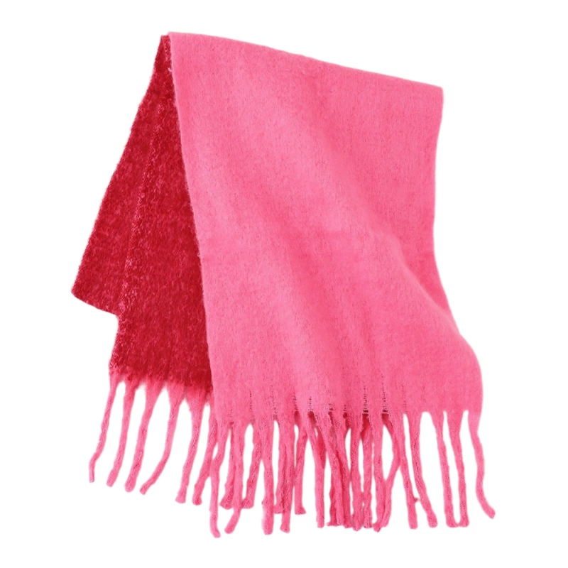 Polyester Mohair Two-Tone Scarf with Fringe