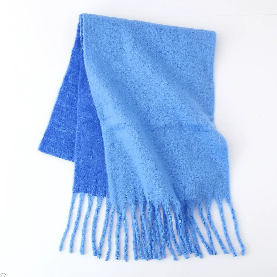 Polyester Mohair Two-Tone Scarf with Fringe view 3