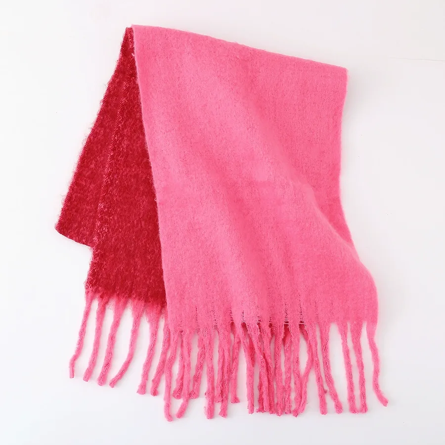 Polyester Mohair Two-Tone Scarf with Fringe view 6