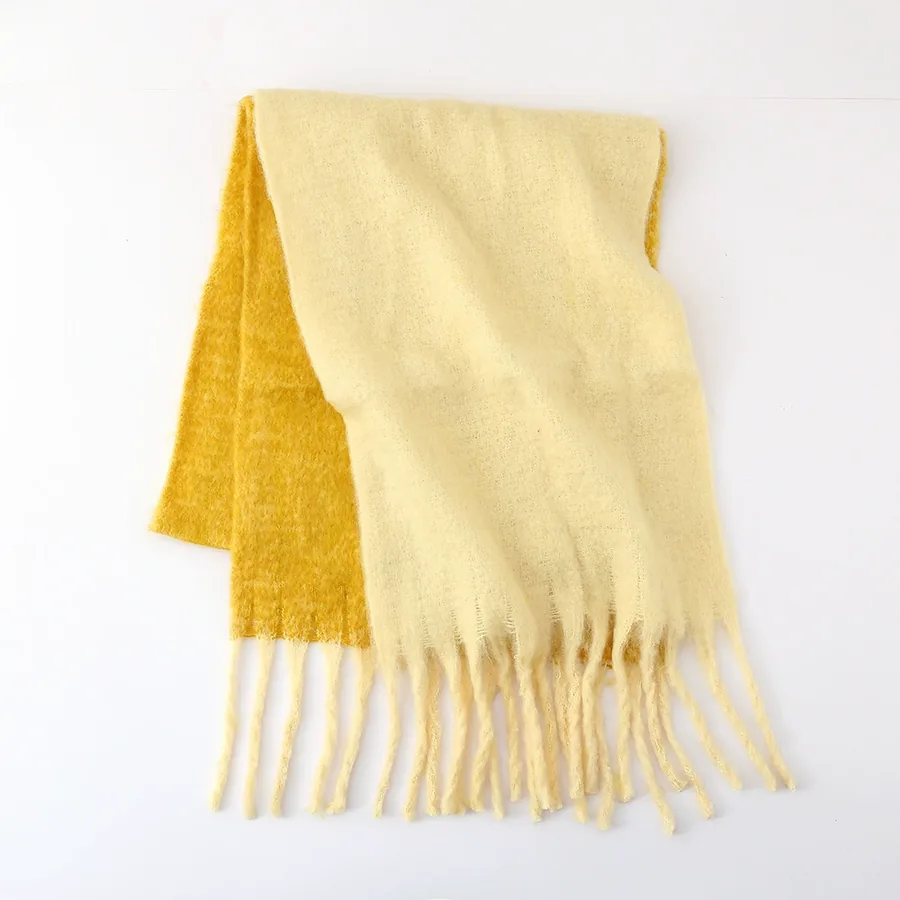 Polyester Mohair Two-Tone Scarf with Fringe view 8