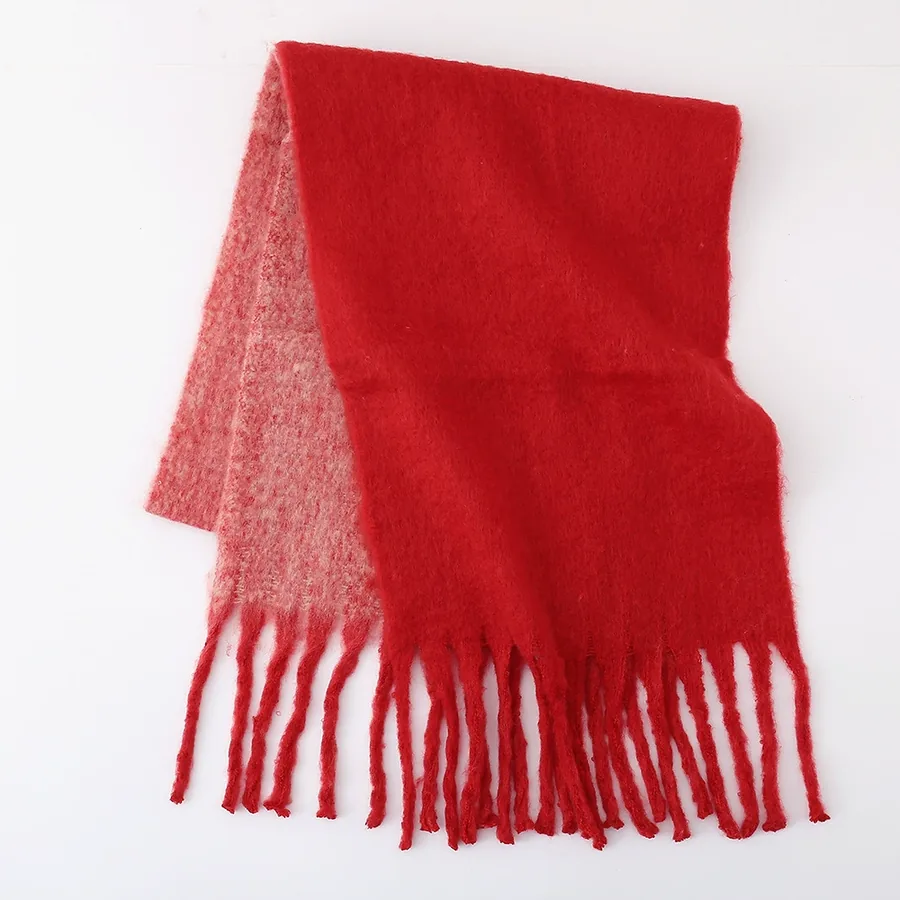 Polyester Mohair Two-Tone Scarf with Fringe view 11