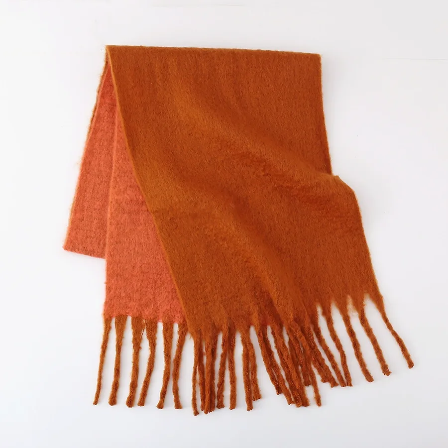 Polyester Mohair Two-Tone Scarf with Fringe view 12