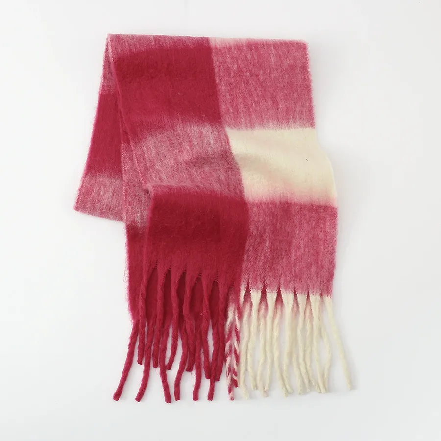 Polyester Check Scarf with Fringe view 5