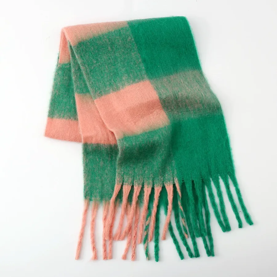 Polyester Check Scarf with Fringe view 8