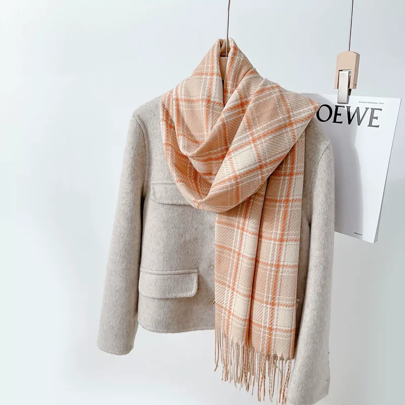 Fleece Plaid Fringe Scarf