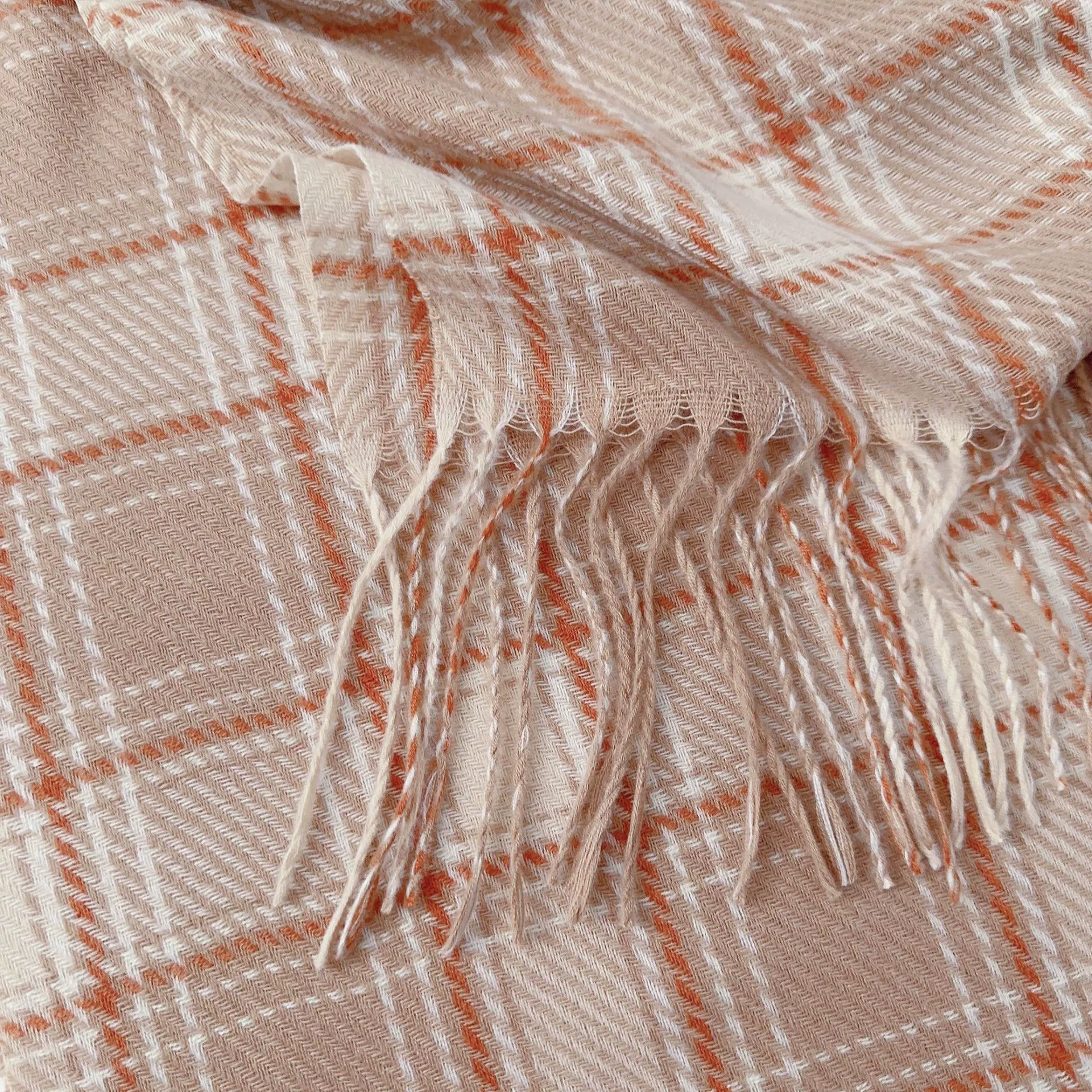 Fleece Plaid Fringe Scarf view 3