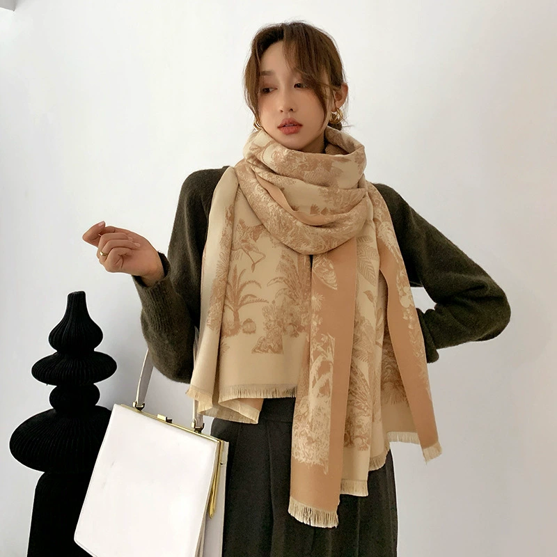 Floral Jacquard Office Wrap for Women
