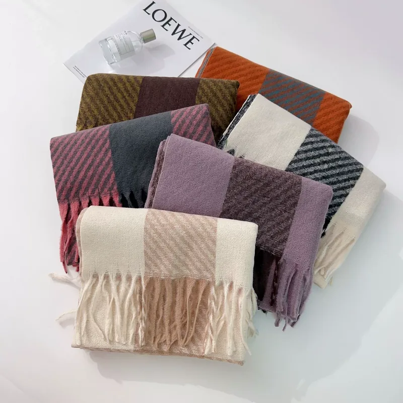 Fleece Plaid Fringe Scarf
