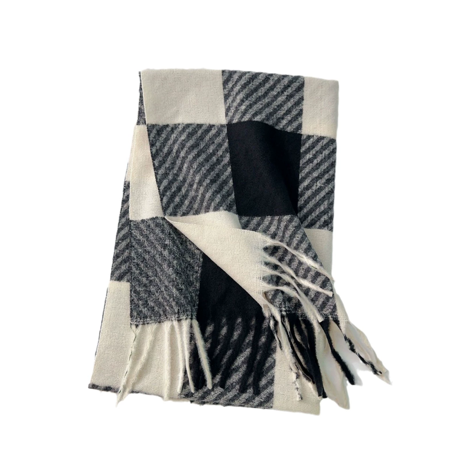 Fleece Plaid Fringe Scarf view 5