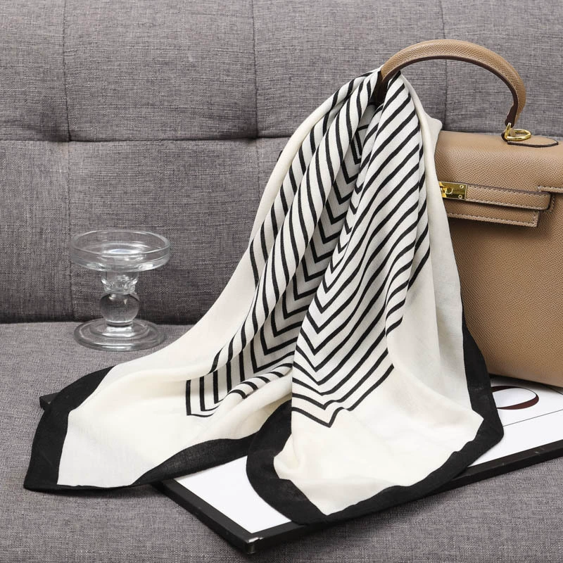 Herringbone Cotton Linen Square Scarf view 6