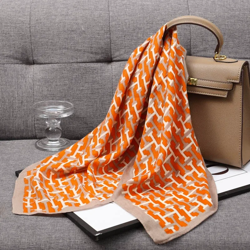 Herringbone Cotton Linen Square Scarf view 10