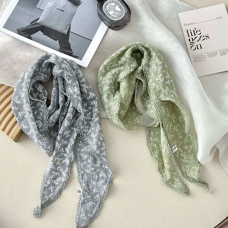 Cotton Linen Triangle Scarf view 3