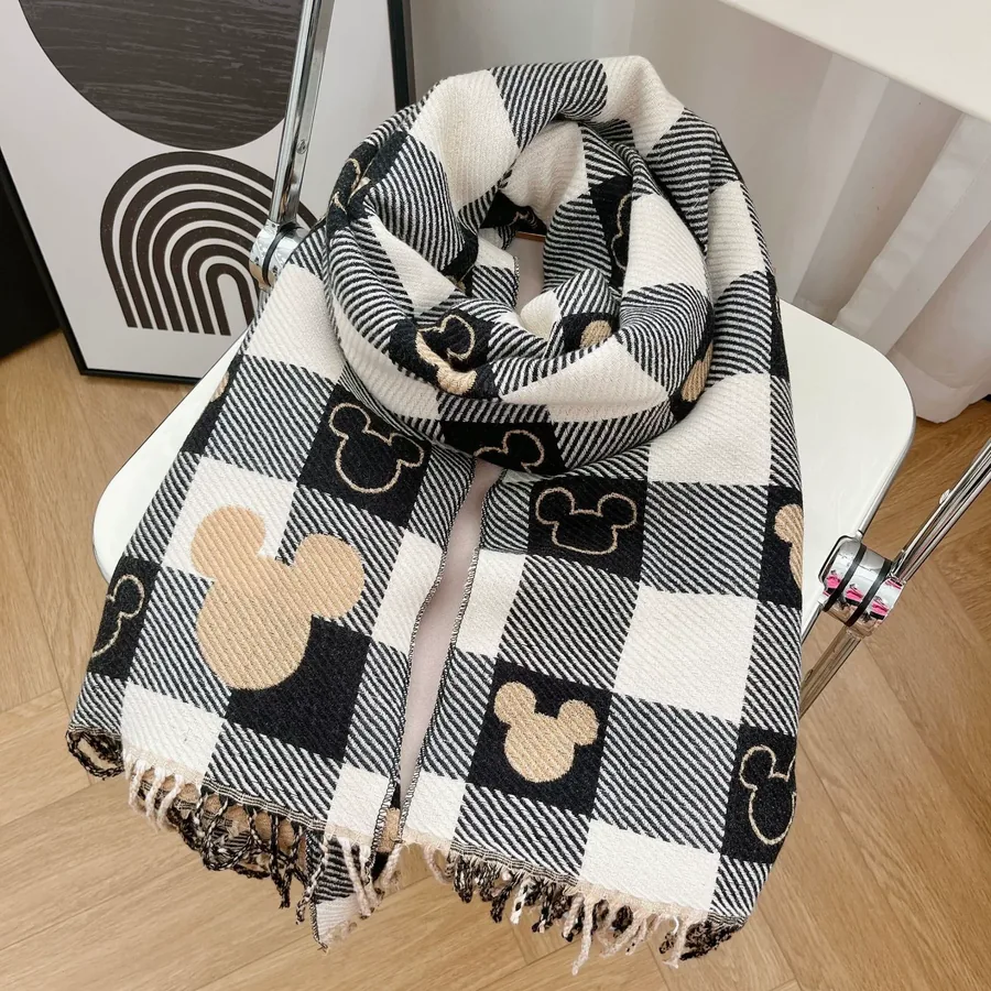 Heart Plaid Faux Cashmere Scarf for Women