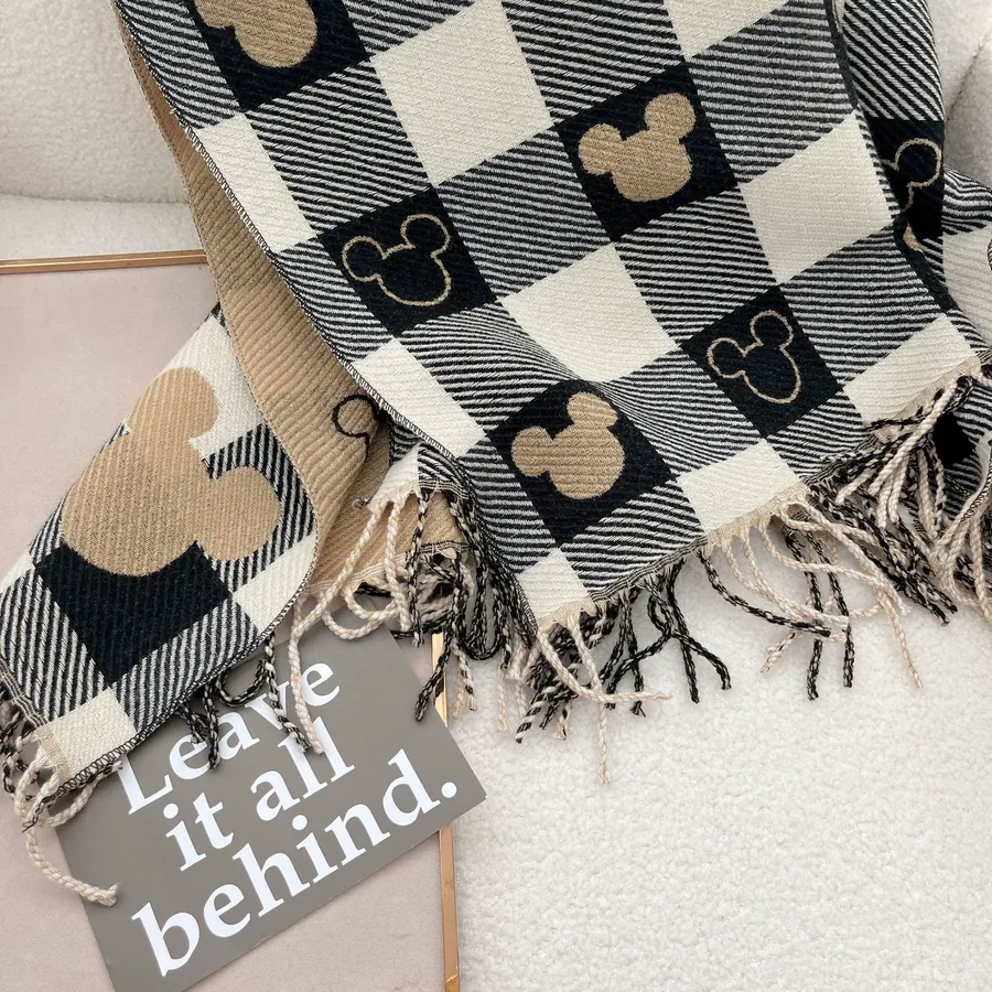 Heart Plaid Faux Cashmere Scarf for Women view 2