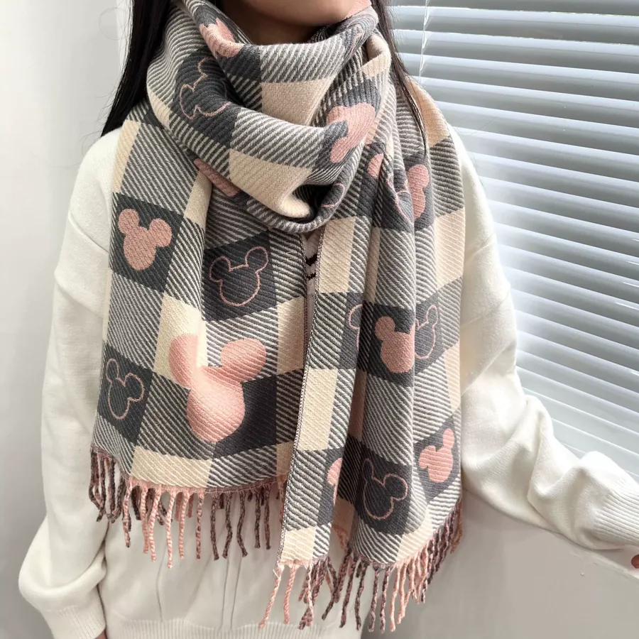 Heart Plaid Faux Cashmere Scarf for Women view 4