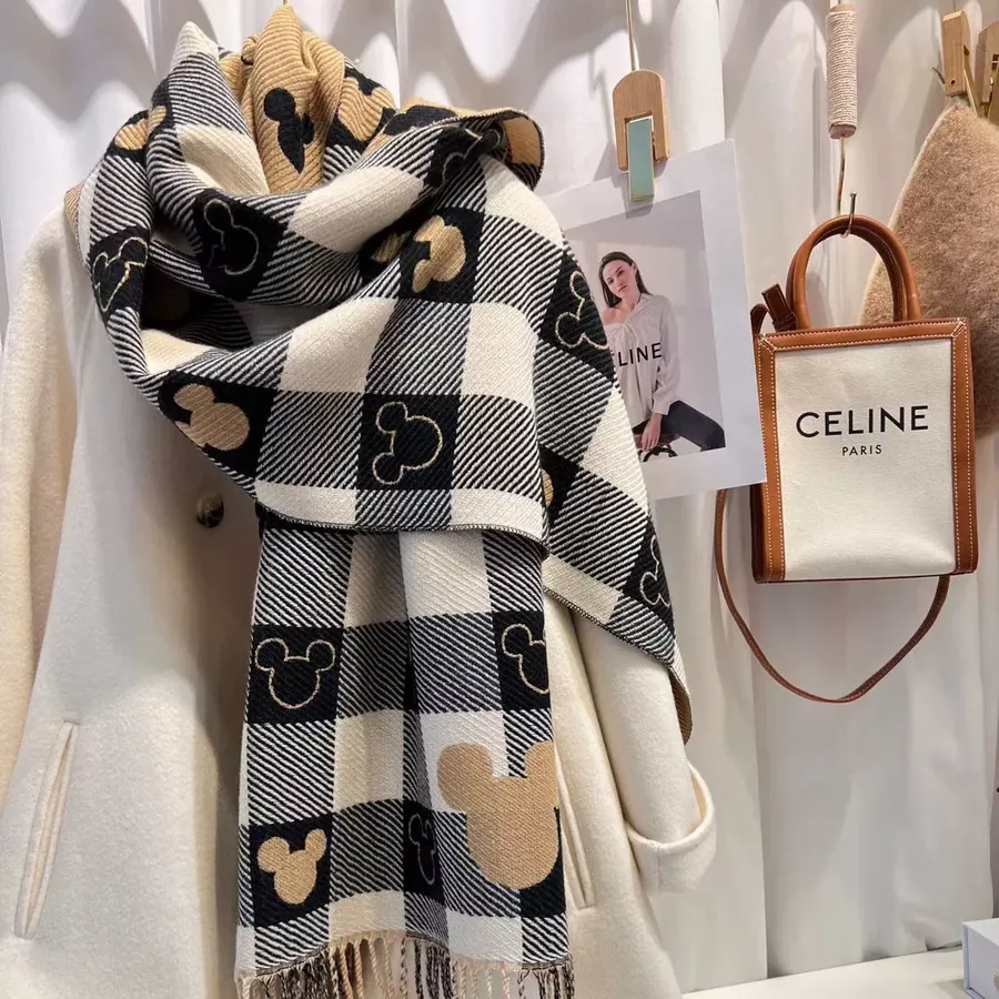 Heart Plaid Faux Cashmere Scarf for Women view 6