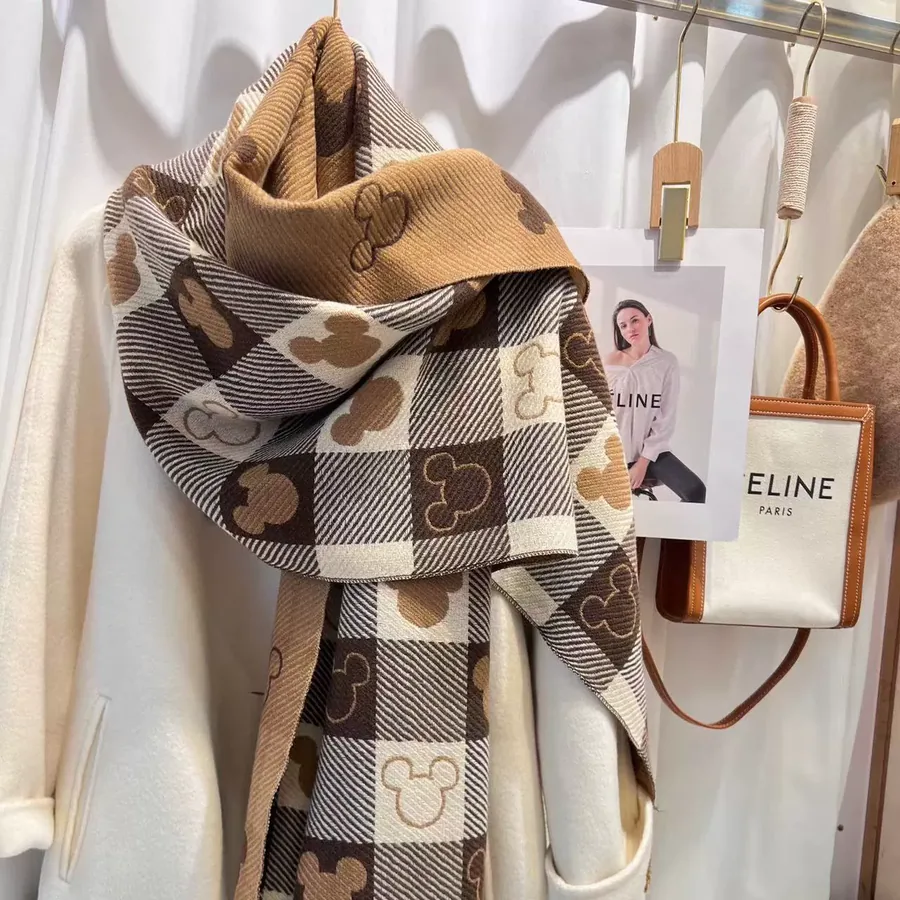 Heart Plaid Faux Cashmere Scarf for Women view 7