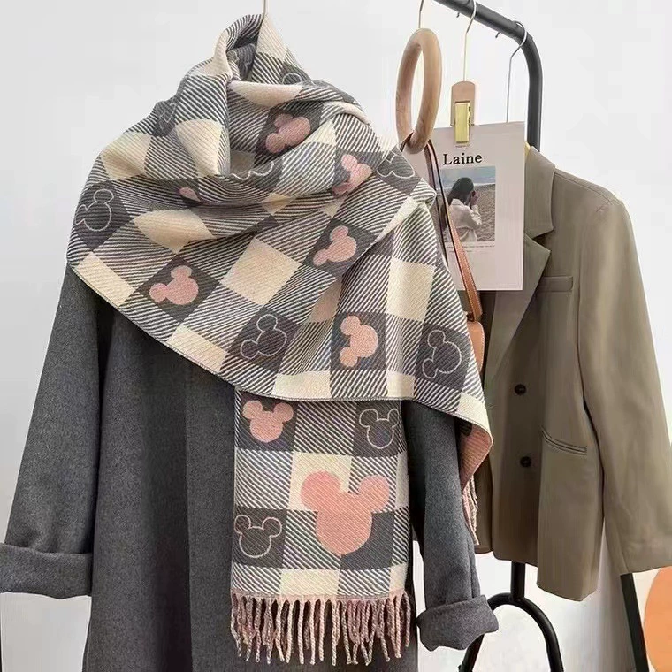 Heart Plaid Faux Cashmere Scarf for Women view 8