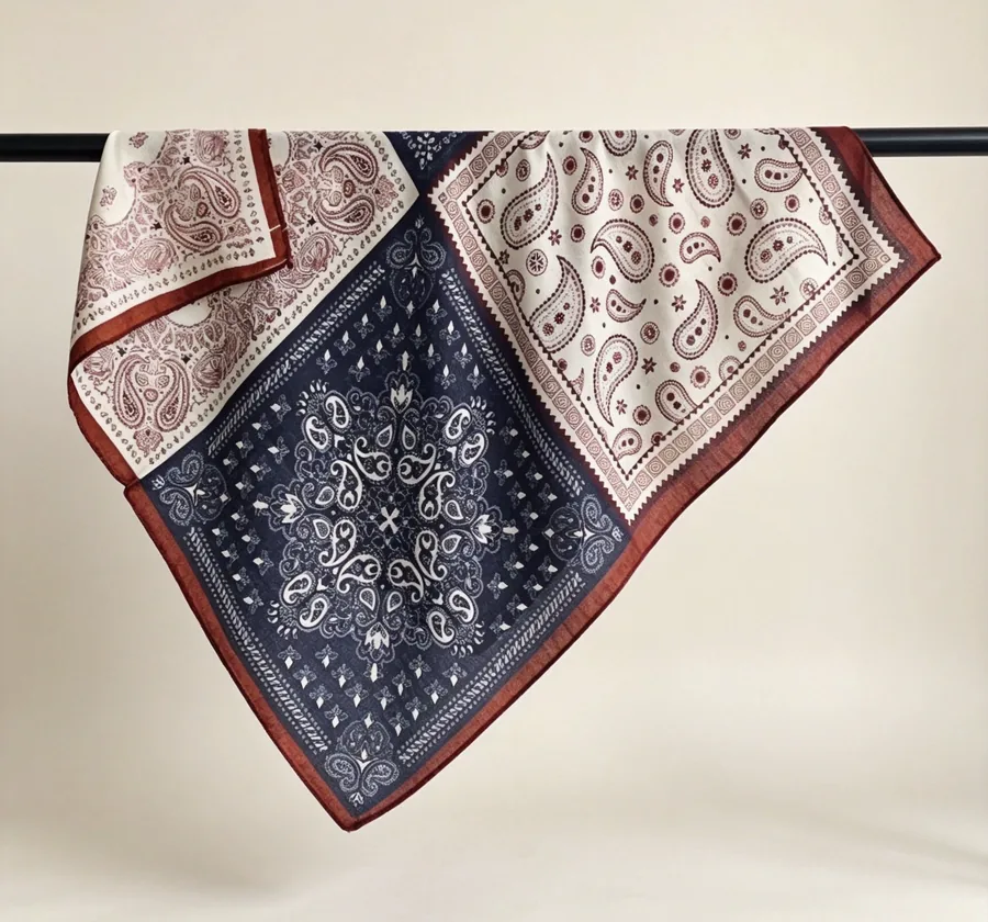 Paisley Cotton Square Scarf for Hair view 9