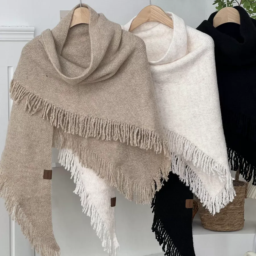 Wool Blend Fringe Shawl