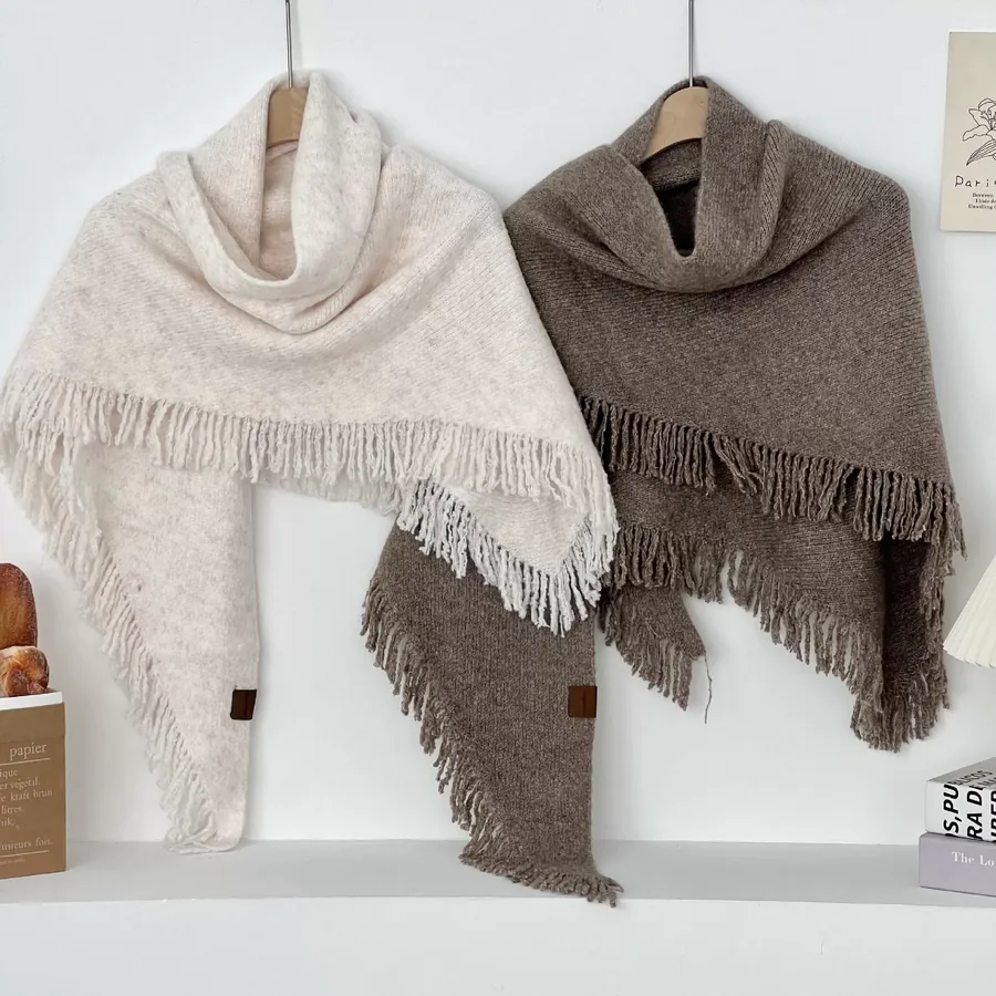 Wool Blend Fringe Shawl view 2