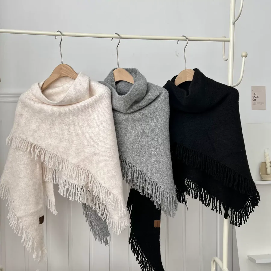 Wool Blend Fringe Shawl view 4