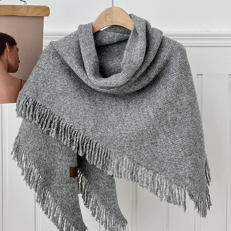Wool Blend Fringe Shawl view 8