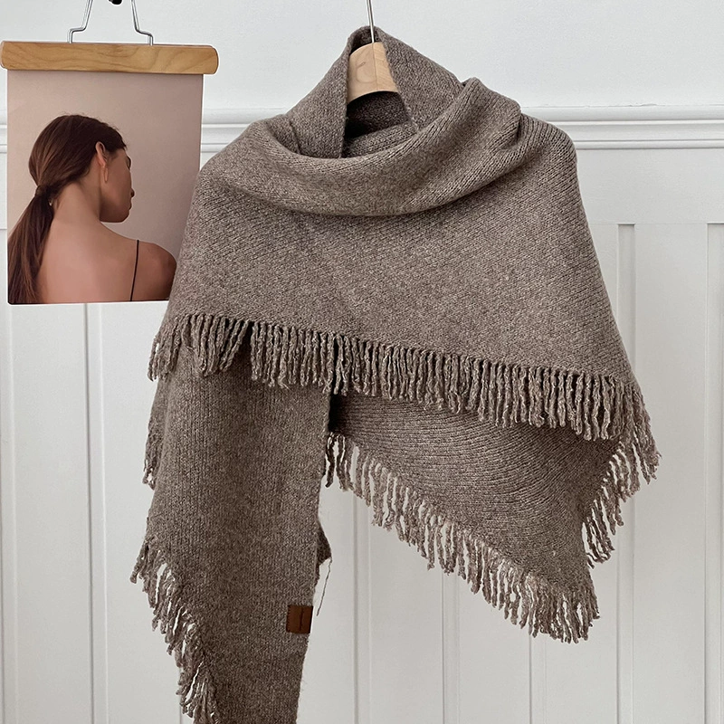 Wool Blend Fringe Shawl view 9