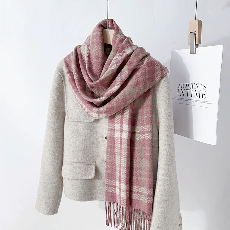 Fleece Plaid Fringe Scarf