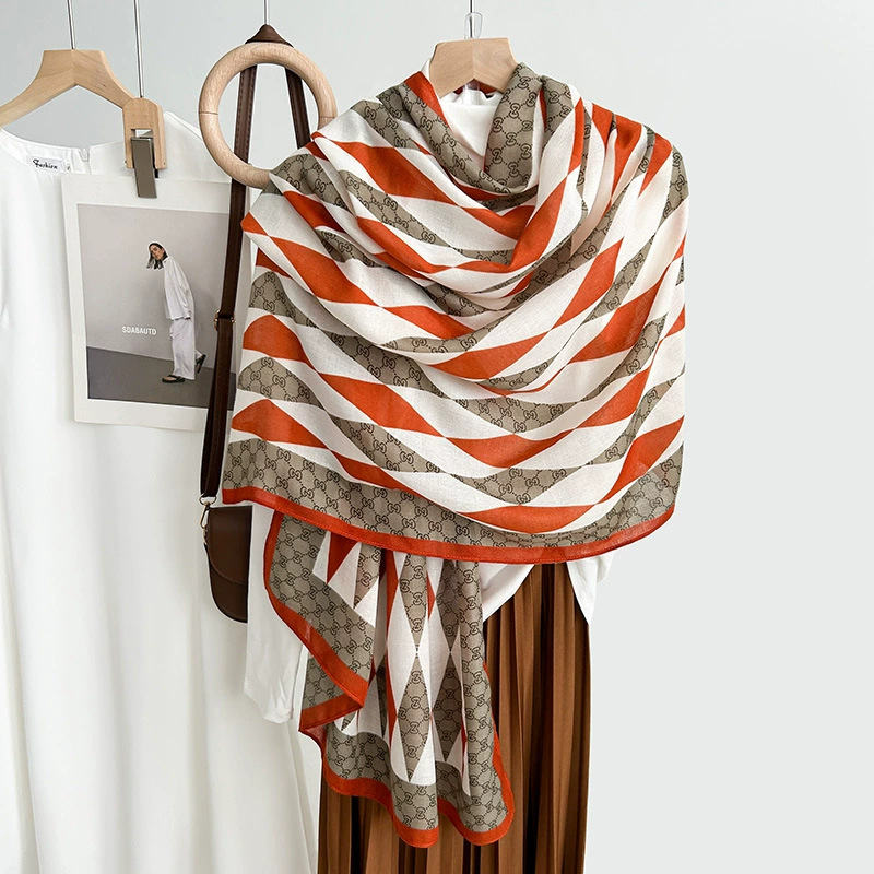 Cotton Feel Chain Print Scarf